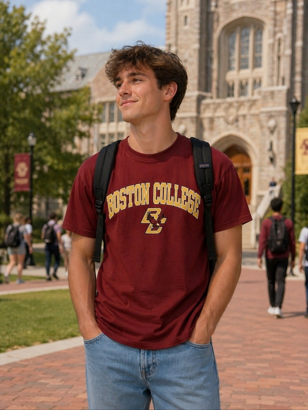 Boston College Eagles Graphic Tee | Fanatics | Size Large | Maroon Fanatics Used
